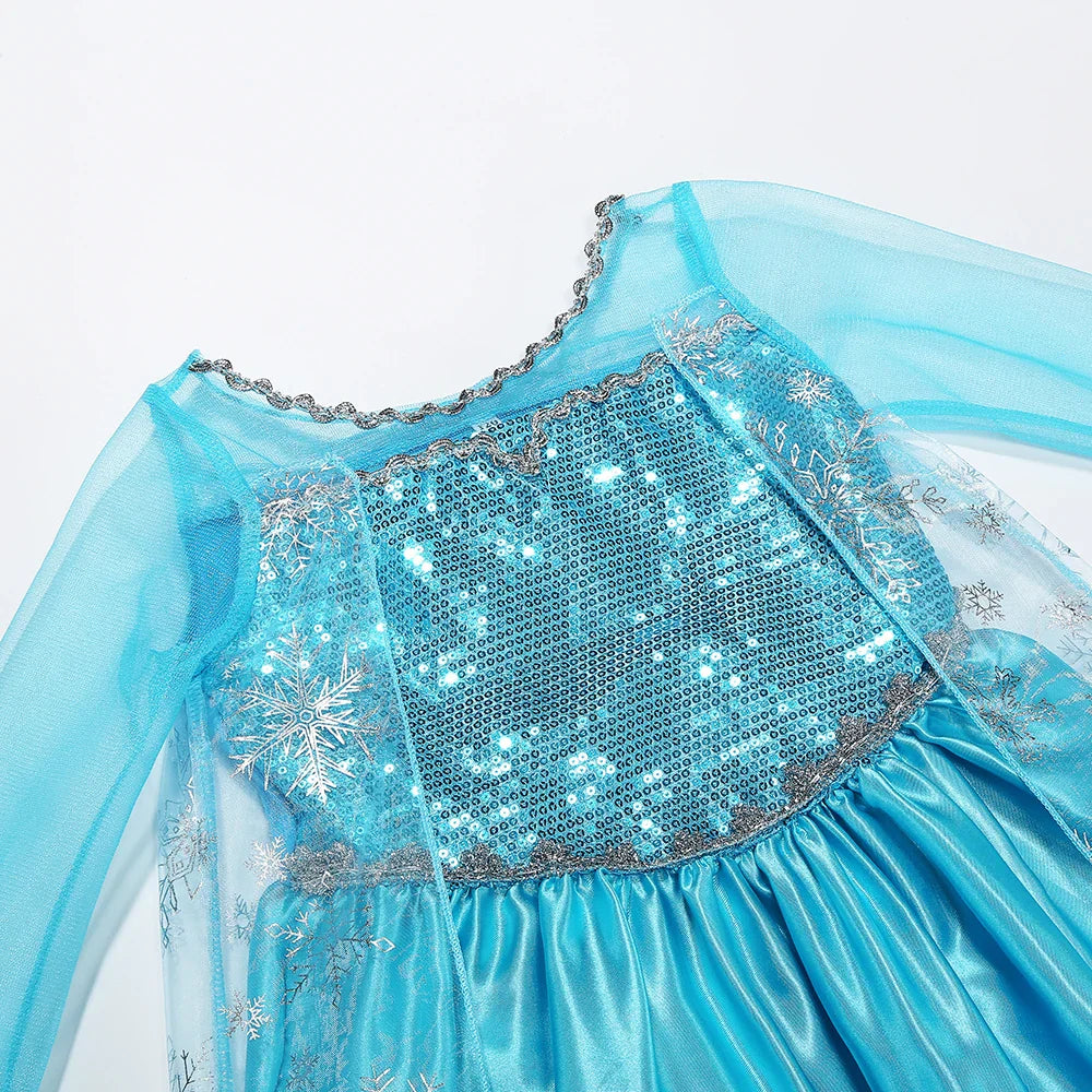 Girl Elsa Dress Princess Halloween Cosplay Party Kids Snow Queen Costume Princess Children Outfit Dress