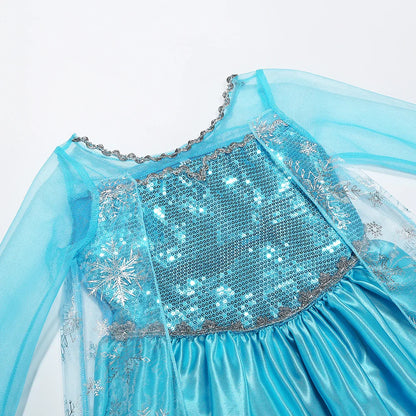 Girl Elsa Dress Princess Halloween Cosplay Party Kids Snow Queen Costume Princess Children Outfit Dress