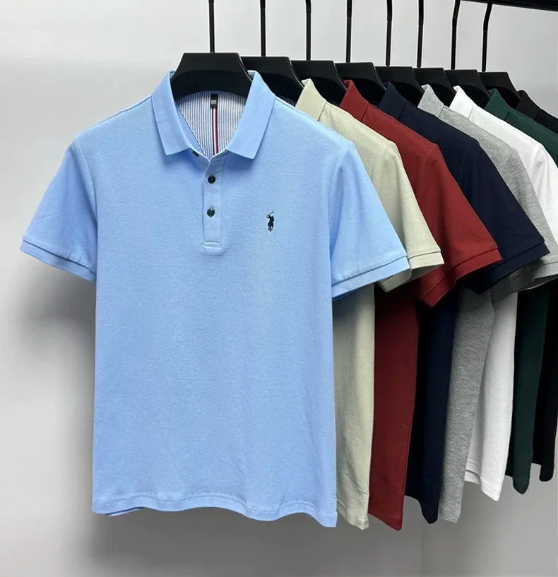 High end brand 100% cotton short sleeve polo shirt men luxur pony embroidery comfort breathable fashion T-shirt summer new top
