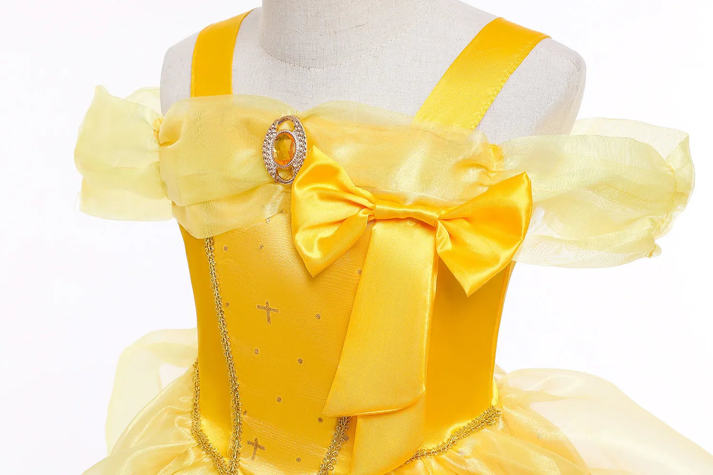 Girls Cosplay Belle Princess Dress for Kids Beauty and The Beast Costumes Children Birthday Party with Flower Clothes