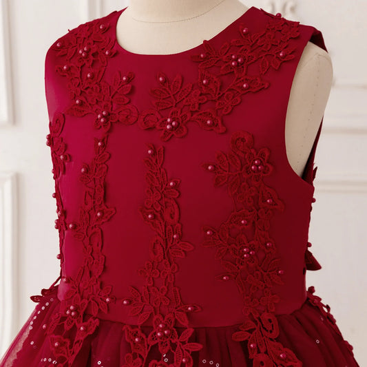 Summer Flower Baptism Bridesmaids Girls Dress Tulle Wedding Birthday Princess Party Dress Girls Graduation Evening Kids Clothing