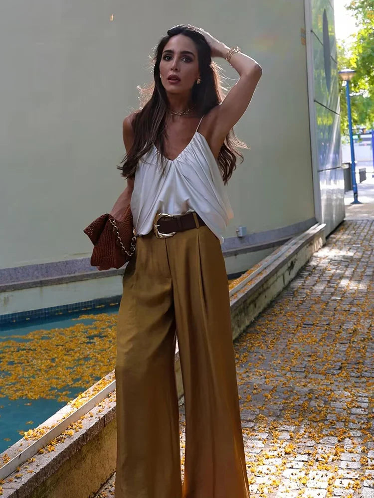 New Slip Tops Fashion Satin Elegant Crop Top Woman 2026 Sleeveless Thin Straps Short Tops For Women Backless Sexy Party Top