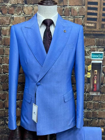 Formal Notched Collar Men 2 Piece Set Fashion Multicolor Double Breasted Tuxedo Suit Fit Groom Groomsmen Classic Mens Office