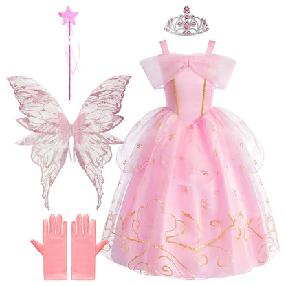 Baby Girl Party Ball Gown Girls Pink Dress Sets Child Christmas Clothes Kids Halloween Sleeping Beauty Aurora Princess Dresses