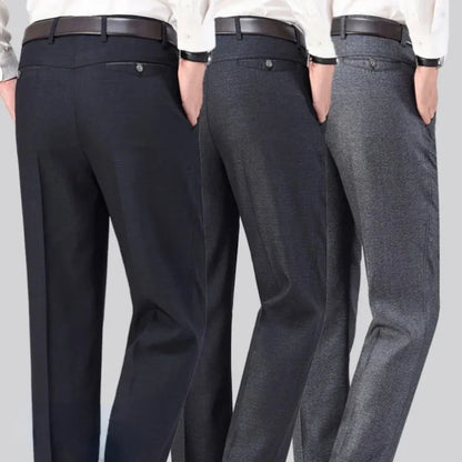 Men's Summer Thin Business Casual Pants Autumn Fashion Solid Gentle Thicken Trousers Male Brand Suit Pant Black Grey GOZBKF