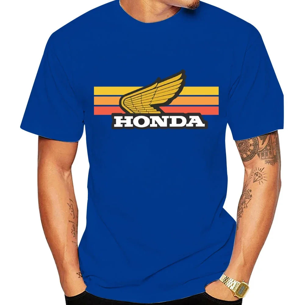 Sunset Retro Men's T-shirt Summer Short-Sleeve Women's T-shirt 2025 New Fashionable 100% Cotton Couple Motorcycle Top
