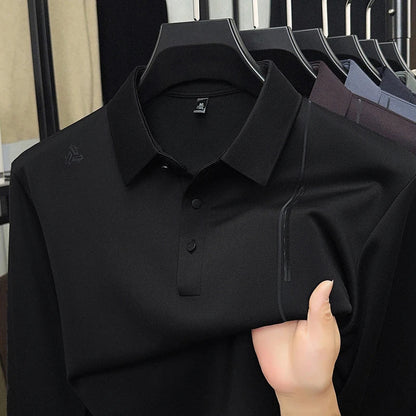 Luxury Quality Men's Polo Shirt Simple Solid Color Print Long Sleeve Autumn Lapel T-Shirt Business Casual Fashion Trend Menswear
