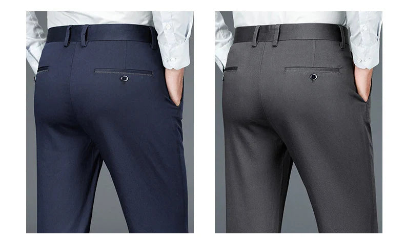 Business Formal Mens Casual Pants Autumn Winter Fashion Anti-wrinkle Straight Stretch Trousers Male Office Classic Suit Pants