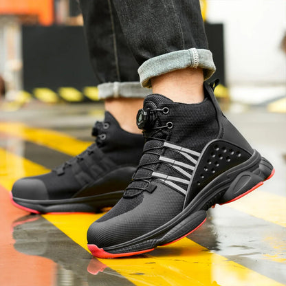 Rotating Button Steel Toe Shoes for Men Lightweight Anti-smash Steel Toe Indestructible Work Boots Construction Safety Shoes