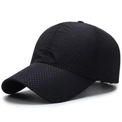 Summer Outdoor Black Sports Dry Fit Baseball Caps Breathable Mesh Hiking Hunting Cap Solid Color Adjustable Fitted Cap