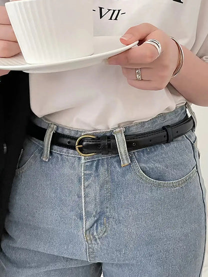 Small Leather Belt Ladies Jeans Belt Ladies 2024 New Belt Thin Retro Decorative Brown