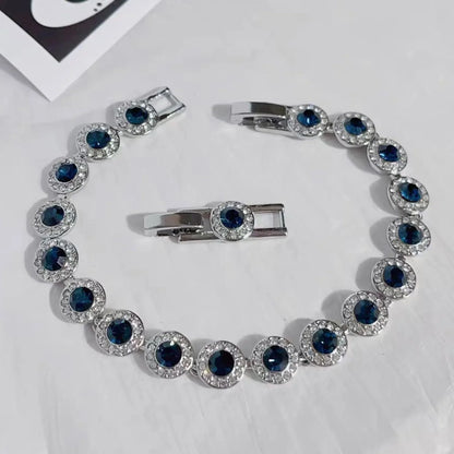 2025 New Original Round Water Drop Crystal High Jewelry Set Fashion Dazzling Women's Bracelet Earring Necklace Ring Wedding Gift