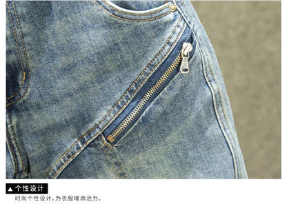 2024 Spring and Autumn New Fashion Blue Patchwork Denim Pants Men's Casual Slim Comfortable Breathable High-Quality Jeans 28-36