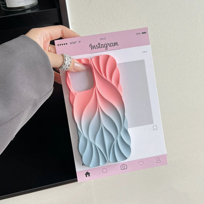 Luxury fashion 3D Leaf Pattern Soft phone Case for iPhone 16 15 14 13 Pro Max Plus Leaf Ripple Candy Color Shockproof Back Cover