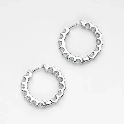 100% 925 Sterling Silver Real 2.6ct Moissanite Earring Hoops For Women Sparkling Wedding Party Luxury Fine Jewelry Gift