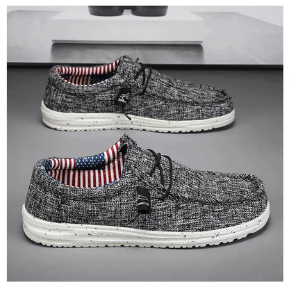 Men Casual Canvas Shoes Mens Loafers Breathable Slip on Flats Male Vulcanized Shoes Driving Shoes Plus Size 47 Walking Sneakers