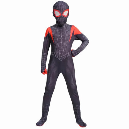 Boys Girls Superhero Costume Spider Web Jumpsuit With Mask For Kids Party Cosplay Movie Character Outfit Birthday Gift Play Cost