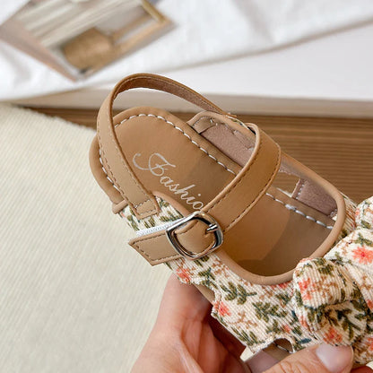 Summer Baby Girls Sandals Children Floral Bow Princess Shoes Soft Non Slip Toddler Kids Beach Shoes Comfortable Infant Sandals