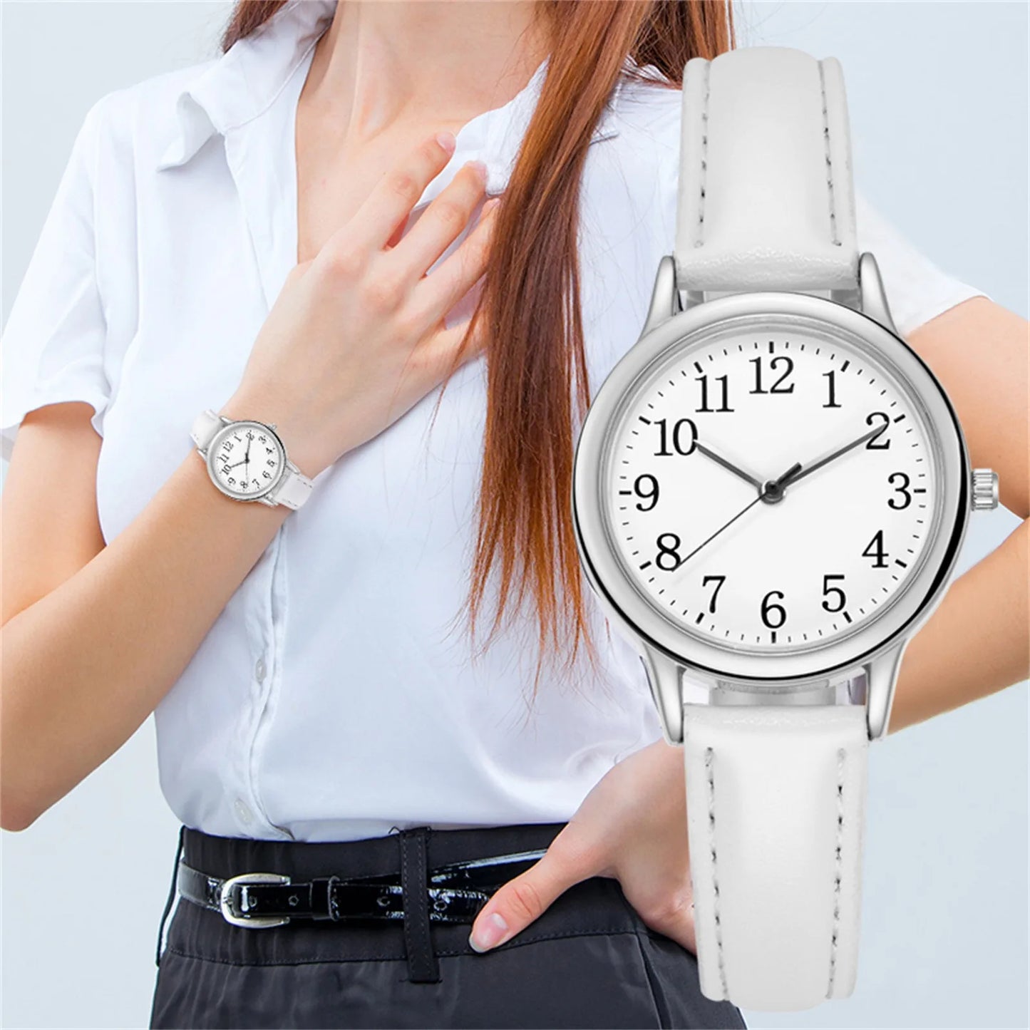 Women Quartz Fine Watch Easy To Read Arabic Numerals Simple-Dial