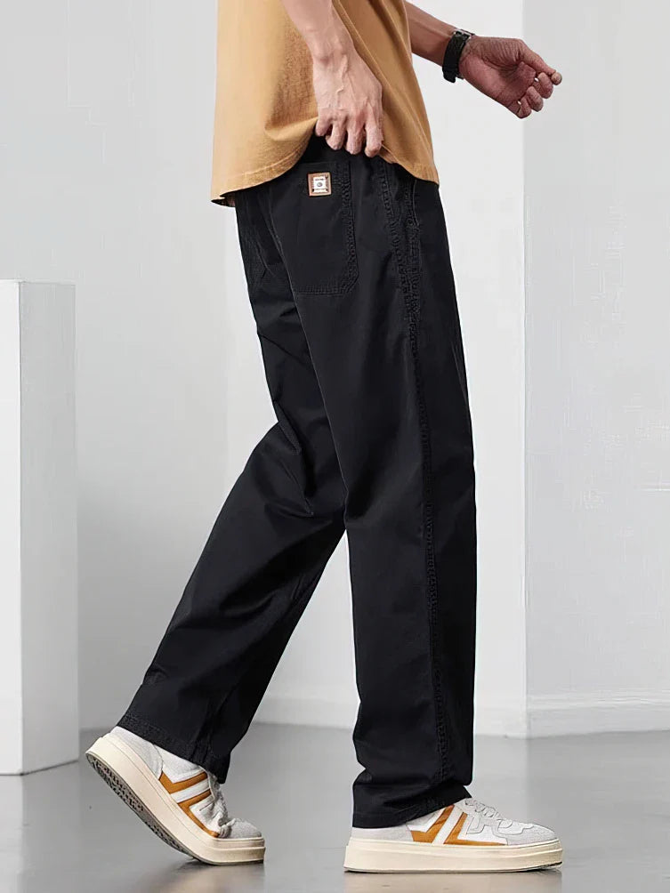 Straight Casual Cargo Pants Men Wide Leg Brown Long Cargo Business Work Trousers Drawstring Baggy Sweatpants Male