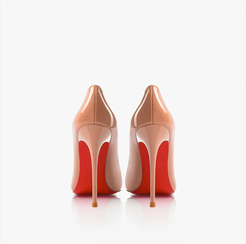 Women heels Naked color Women's elegant high heel Luxury Black shoes woman 2025 Red Shiny Bottoms Pointed Toe party Ladies Women