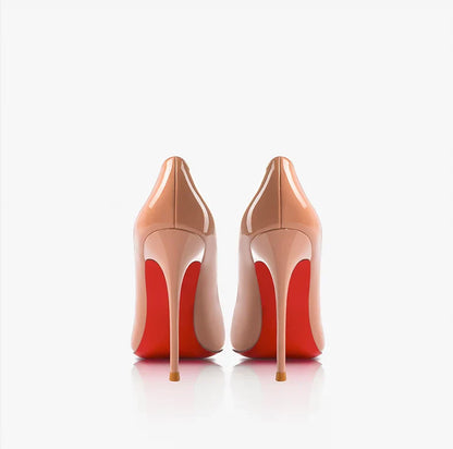 Women heels Naked color Women's elegant high heel Luxury Black shoes woman 2025 Red Shiny Bottoms Pointed Toe party Ladies Women