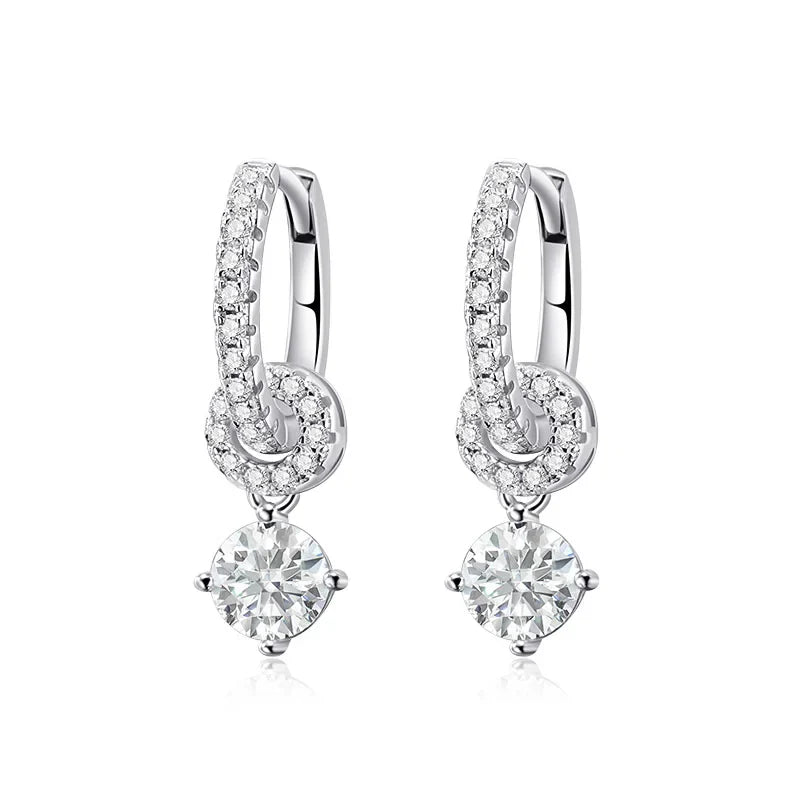 1ct White Gold Plated Moissanite Drop Earring for Women Sparkling Wedding Jewelry 100% 925 Solid Silver Earring Wholesale