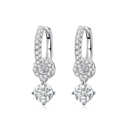 1ct White Gold Plated Moissanite Drop Earring for Women Sparkling Wedding Jewelry 100% 925 Solid Silver Earring Wholesale