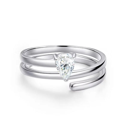 Certified 0.5CT Real Moissanite Solitaire Rings for Women Sterling Silver 925 Plated 18K Lab Daimond Female Tail Ring