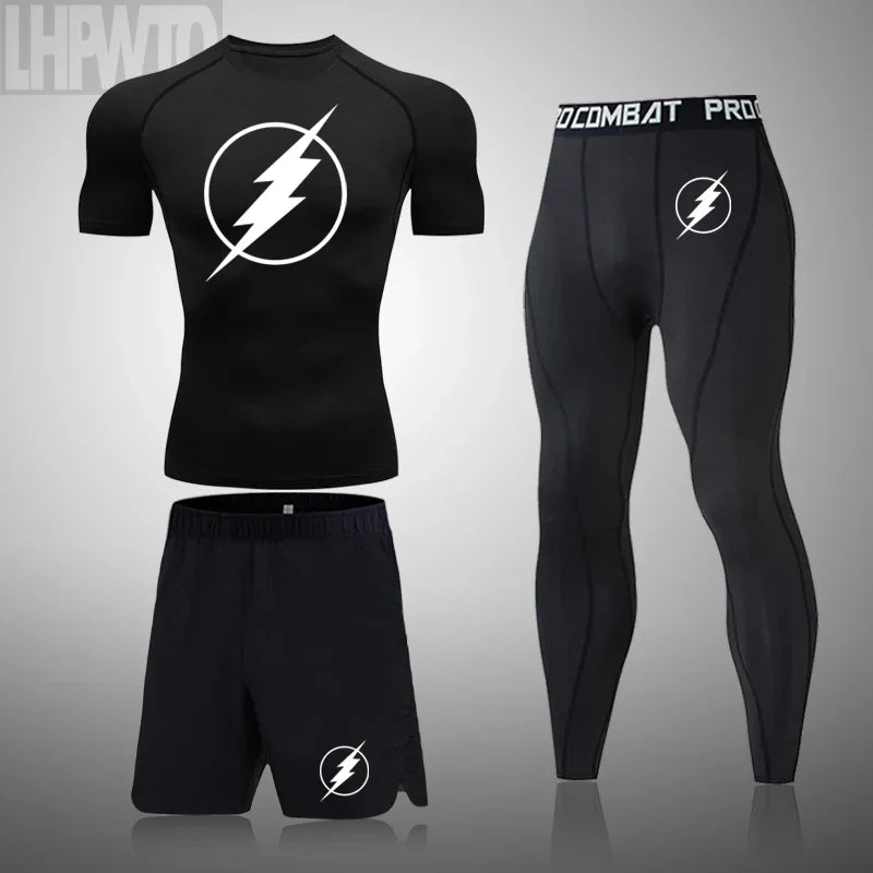 2024 Men's Running Fitness Sportswear Athletic T-Shirt Training Gym Clothes Sports Suits Workout Jogging Rashguard Men's Kit