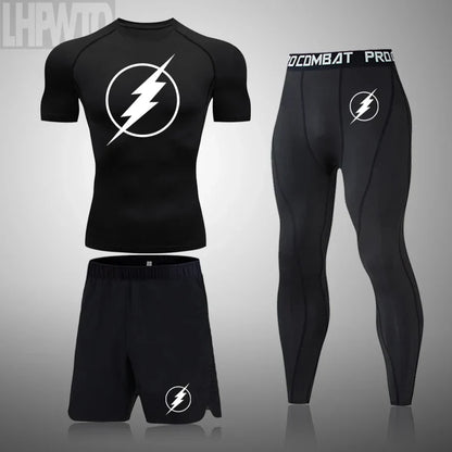 2024 Men's Running Fitness Sportswear Athletic T-Shirt Training Gym Clothes Sports Suits Workout Jogging Rashguard Men's Kit