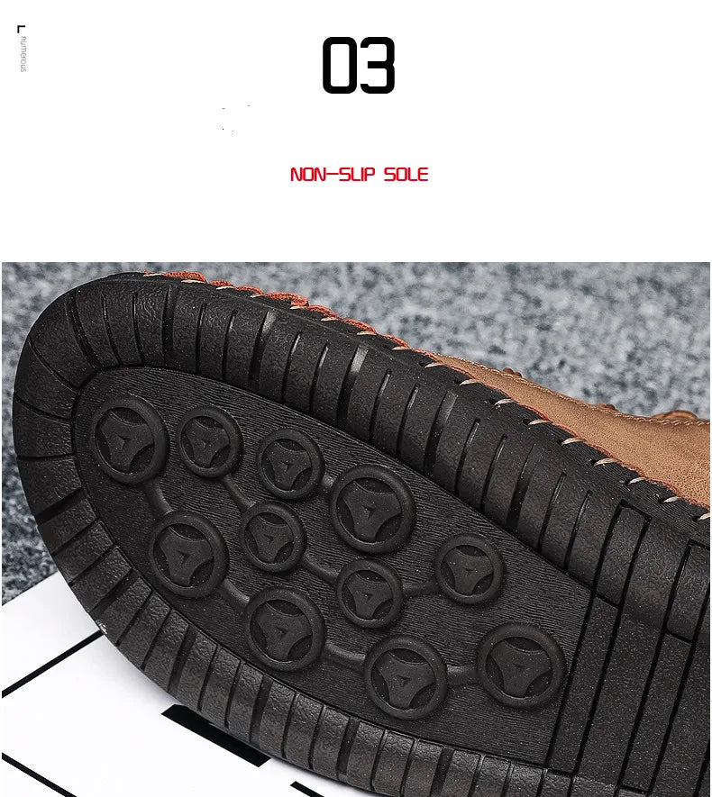 Men's Shoes Leather Unisex Walking Shoes Women Hand Stitching Outdoor Stitched Men Casual Boots