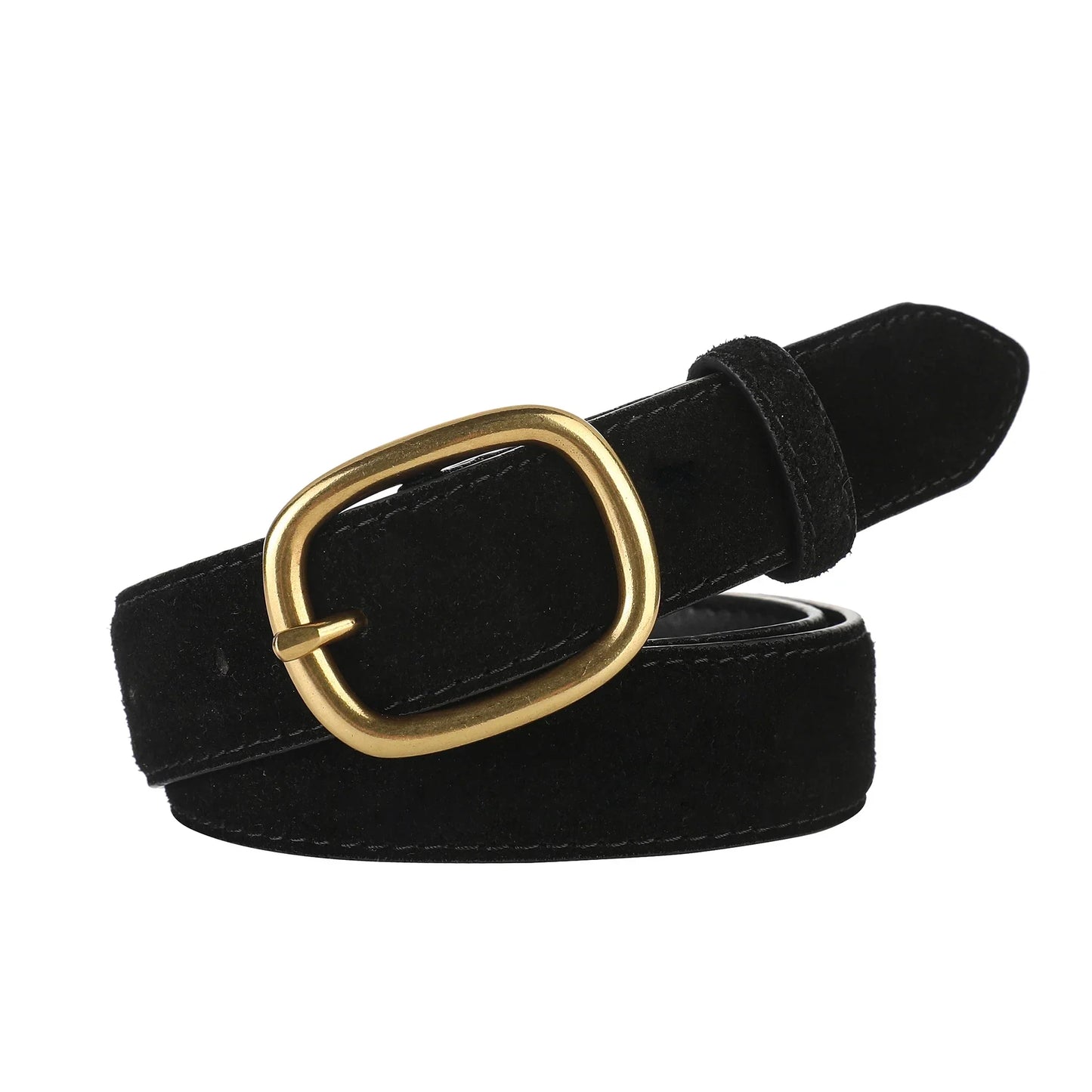 Fashion Suede Cowhide Women‘s Belts Genuine Leather 2.8cm Wide Belt Metal Buckle Women Belt Matched Dress Jeans Skinny Girdle