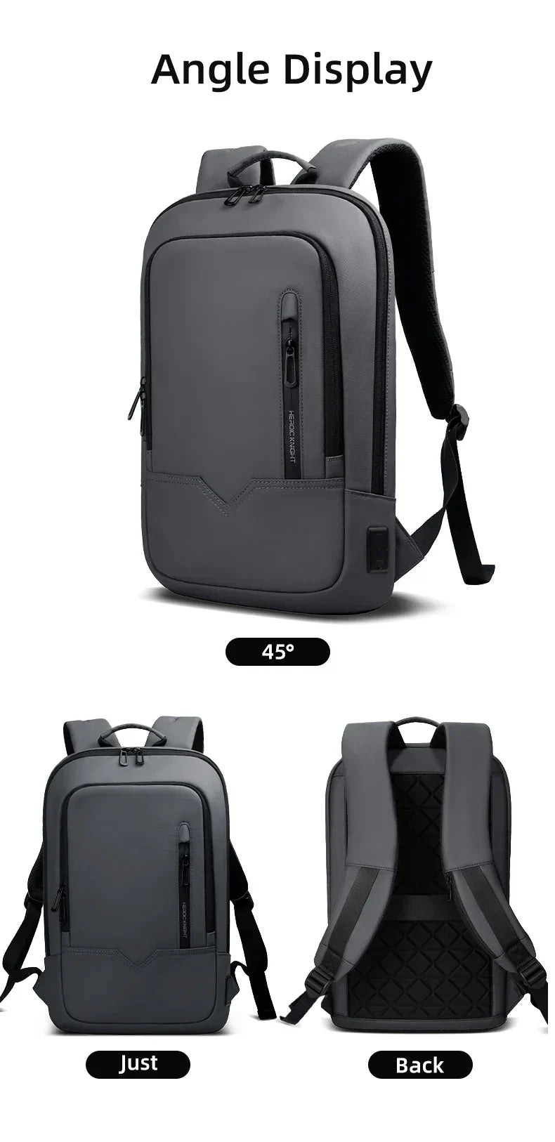 Slim Backpack For Men 15.6 Inch Laptop Bags Waterproof Minimalist Business Backpack With USB Charging Casual Travel Work Bag