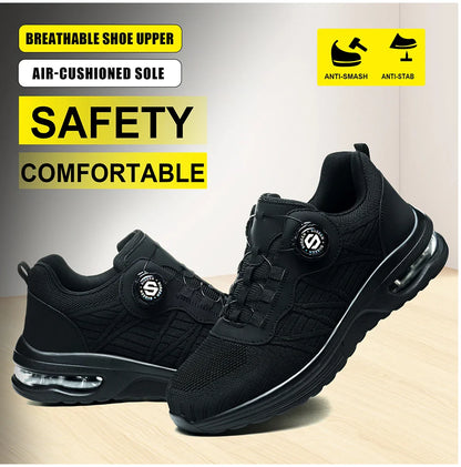 New Men's Rotary Buckle Safety Shoes Anti-Impact Anti-Piercing Lightweight Work Boots Fashion Sporty Design for Outdoor Pro