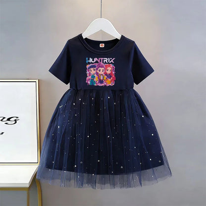 Summer New Girls Short-sleeved Dresses Kids Elegant Princess Dress Dress Baby Princess Girls Dress Children Birthday Party Dress