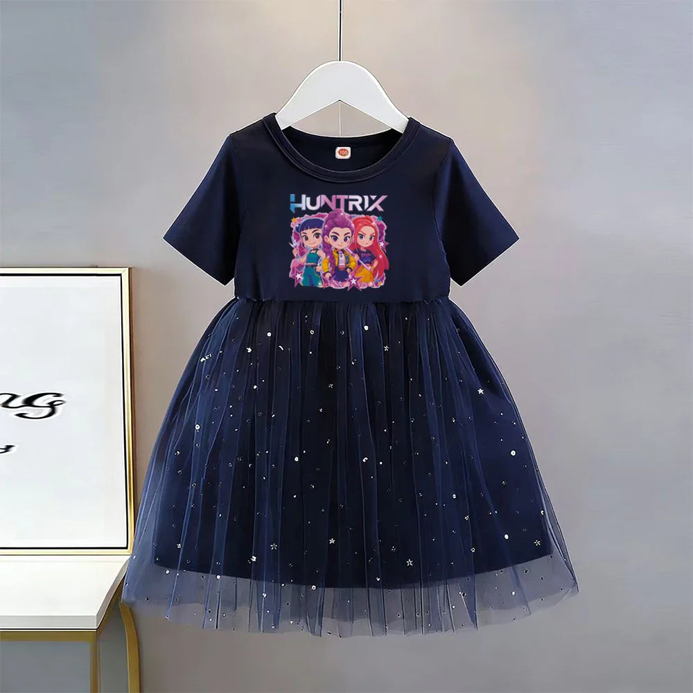 Summer New Girls Short-sleeved Dresses Kids Elegant Princess Dress Dress Baby Princess Girls Dress Children Birthday Party Dress