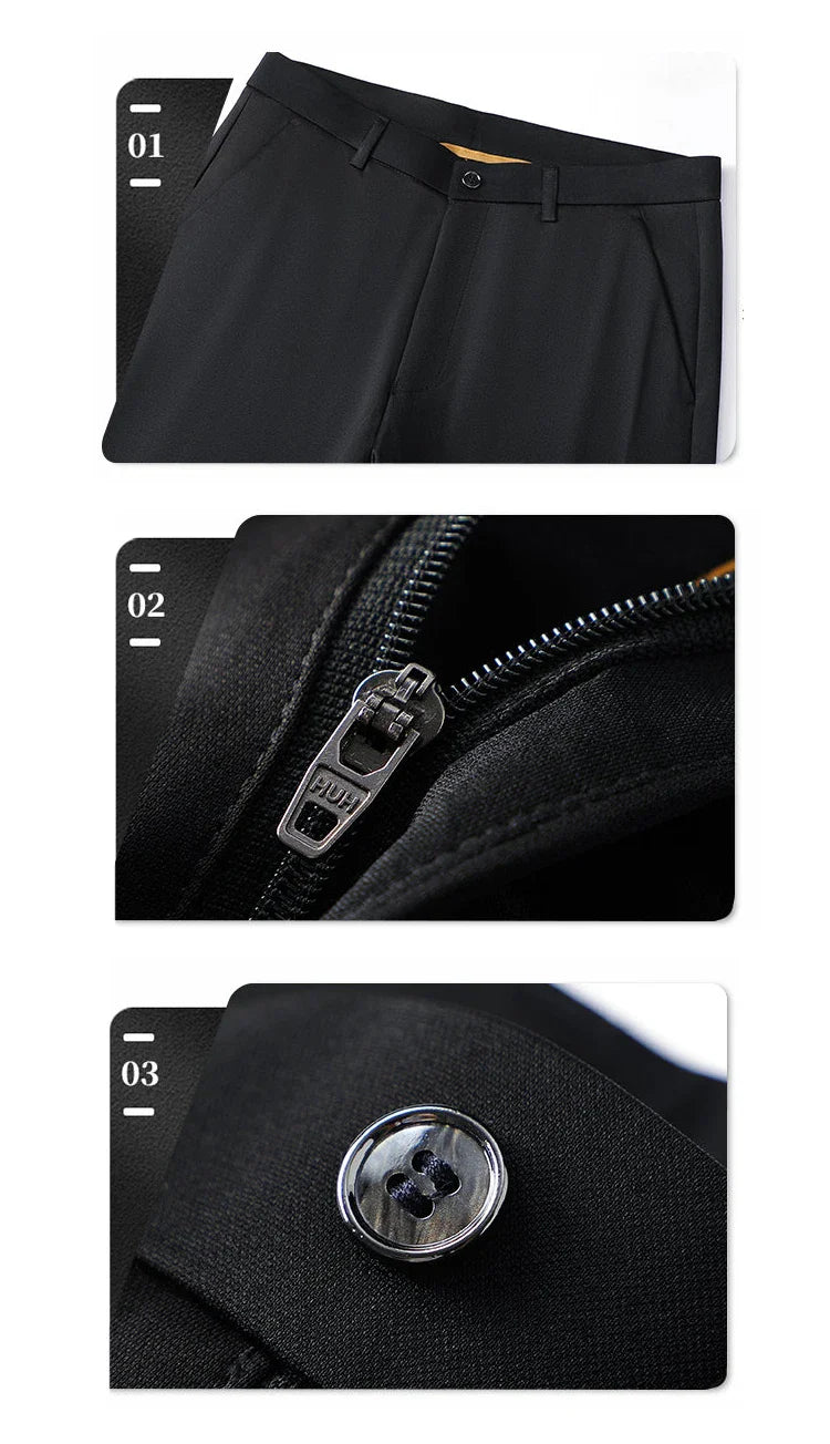 Mens Business Casual Pants Stretch Dress Pants Wrinkle Free Suit Pants Embriodery 4-Way Stretch Formal Dress Pants