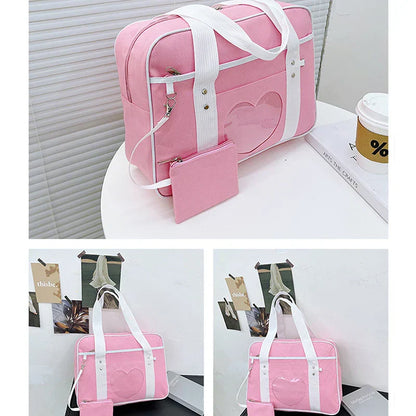 Japanese Lolita Heart JK School Uniform Bags Fashion Women Oxford  Women Student PU Handbag Cosplay Anime Shoulder Bag
