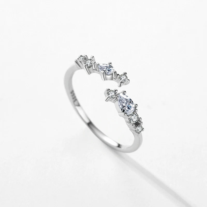 New 925 Sterling Silver Minimalist Clear Zirconia Stackable Ring For Women Anniversary Wedding Band Simple Fine Jewelry