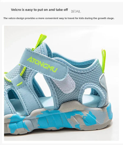 Children Summer Sports Sandals Girls Beach Outdoor Non-slip Hiking Shoes Boys Hollow Breathable Anti Collision Round Toe Sandals