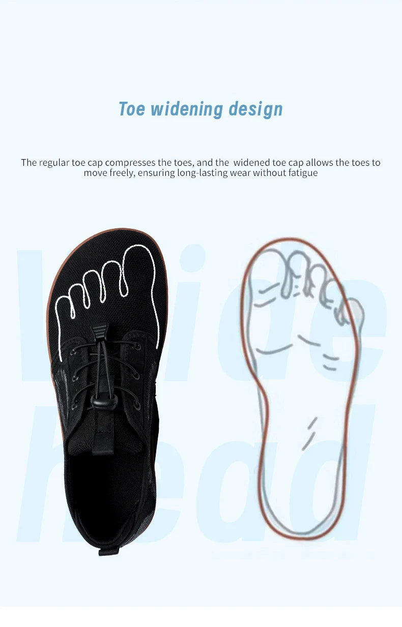 New Unisex Wider Shoes Breathable Mesh Men Barefoot Wide-toed Shoes Brand Flats Soft Zero Drop Sole Wider Toe Sneakes Large Size
