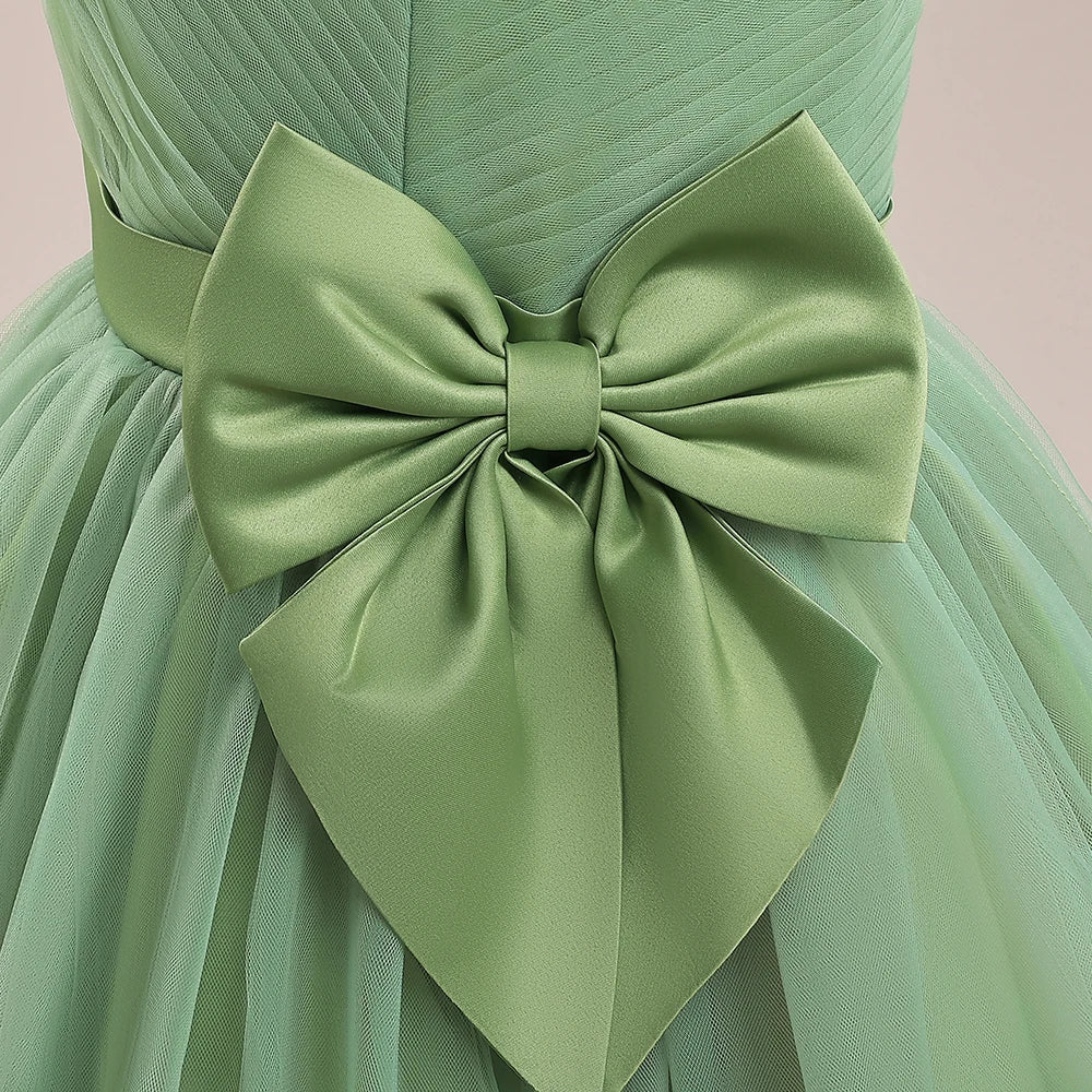 Teen Girls Luxury Big Bow Evening Gown Wedding Bridesmaid Party Dress For Girl Kids Sequin Princess Birthday Dresses Summer Wear