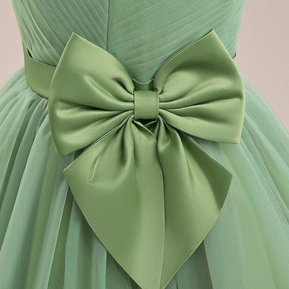 Teen Girls Luxury Big Bow Evening Gown Wedding Bridesmaid Party Dress For Girl Kids Sequin Princess Birthday Dresses Summer Wear