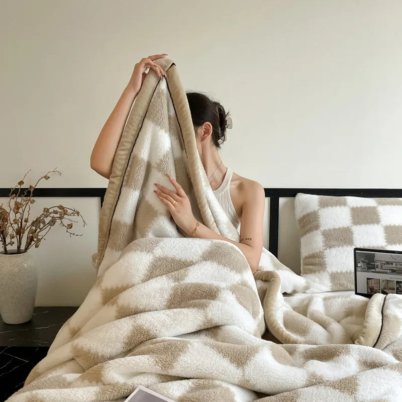 New Shumian velvet thickened warm coral velvet blanket, milk velvet long velvet light luxury blanket blanket
