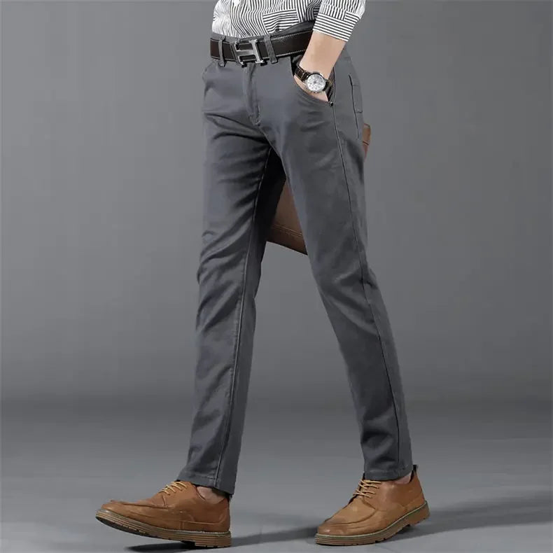 6 Color Men Slim Casual Pants New Classic Business Fashion Comfortable Stretch Cotton Elastic Straigh Trousers Male