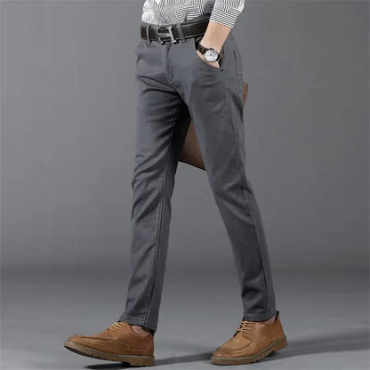 6 Color Men Slim Casual Pants New Classic Business Fashion Comfortable Stretch Cotton Elastic Straigh Trousers Male