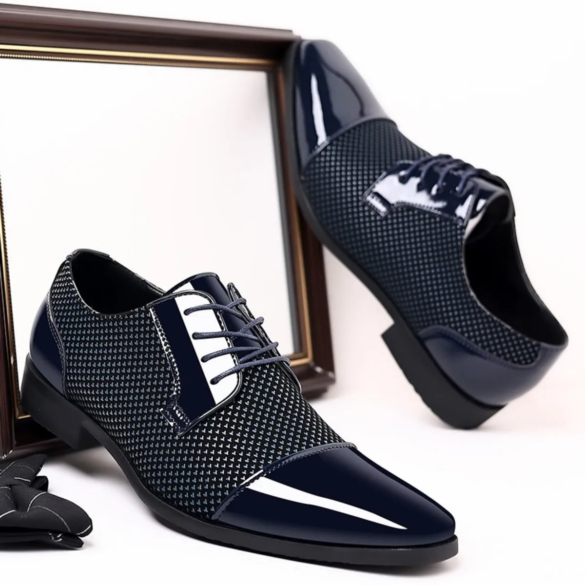 Men's Dress Shoes Classic Lace-up Formal Oxfords Modern Tuxedo Business Casual Scale Pattern Comfort Formal Shoes for Men