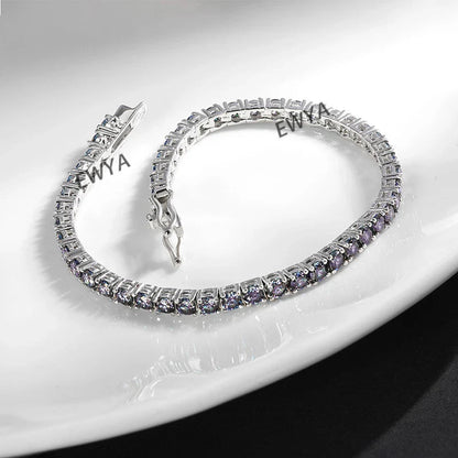 Luxury 3/4/5MM Full Blue Green Moissanite Tennis Bracelet for Men Women S925 Red Pass Diamond Test Bracelets Wholesale Gift