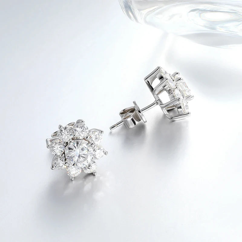 Luxury Sunflower 2.8-5.8cttw Full D Color Moissanite Drop Earrings for Women S925 GRA Certified Diamond Tassel Earring Gift
